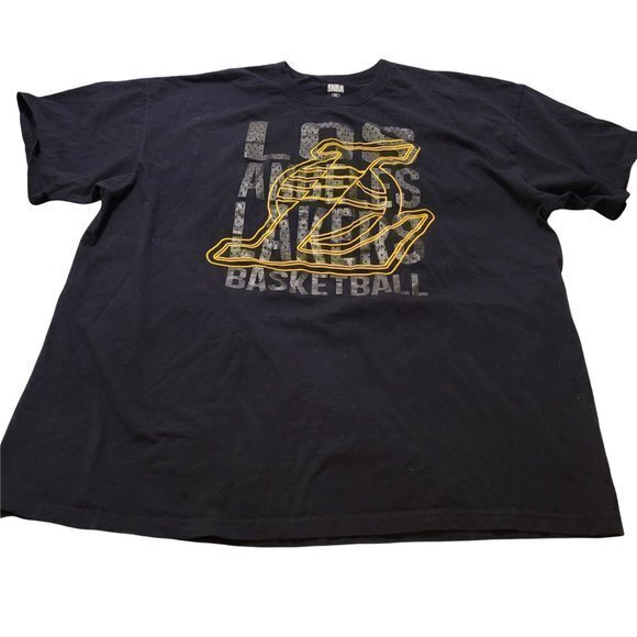 Los Angeles Lakers NBA Basketball‎ 2XL Mens Black Yellow T Shirt - Picture 2 of 4